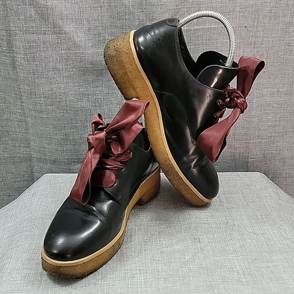 COS Black Patent Leather Platform Oxford, GUM Sole, women's SZ 8.5 US, Preppy